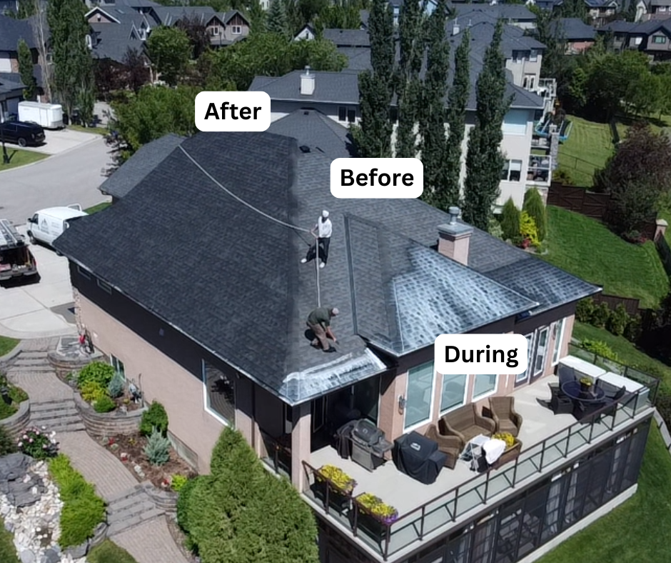 Before and after roof rejuvenation, Florida job 1